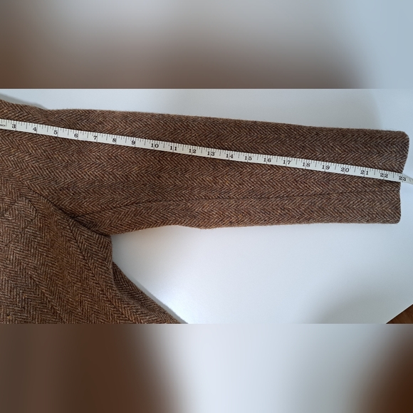 J.G. Hook VTG 100% Pure Wool Brown Herringbone Long A line Winter Pea Coat M - Picture 10 of 11